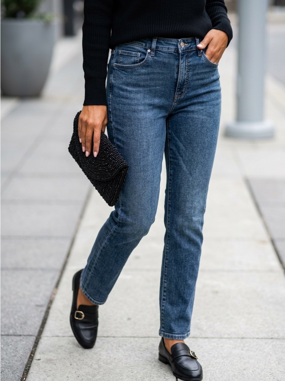 NWT Jessica Simpson Mid-Rise Straight Leg Jeans in Dark Blue Wash